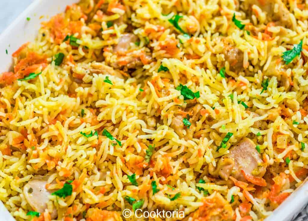 Chicken Rice Casserole in a dish