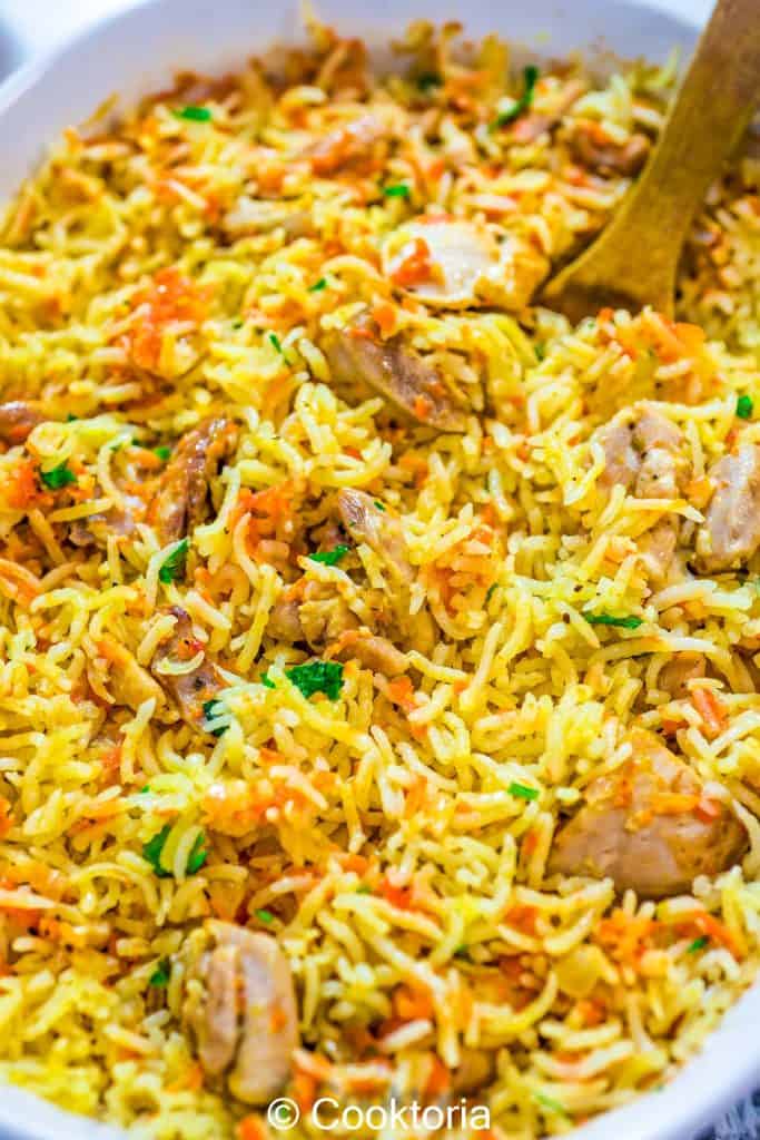 close up shot of Chicken Rice Casserole